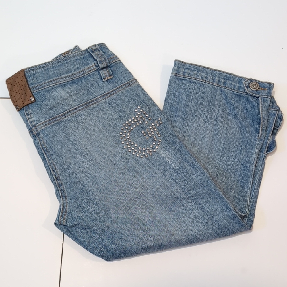 G-Unit Y2K Studded Logo Light Wash Capri Jeans Size 5 Women's